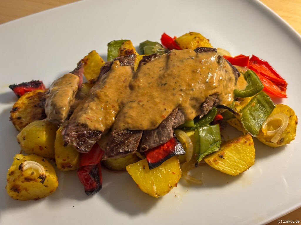 Cajun-Lime Steak mit Ofengemüse