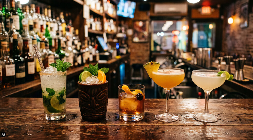 Rum Cocktails auf einem Tresen